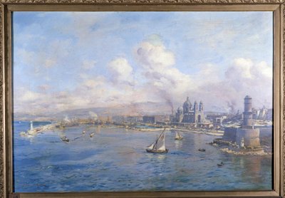 ジョリエット盆地とマルセイユの新しい港 エティエンヌ・マルタン (1856-1945) による絵画。 マルセイユアカデミー 作： Etienne Philippe Martin