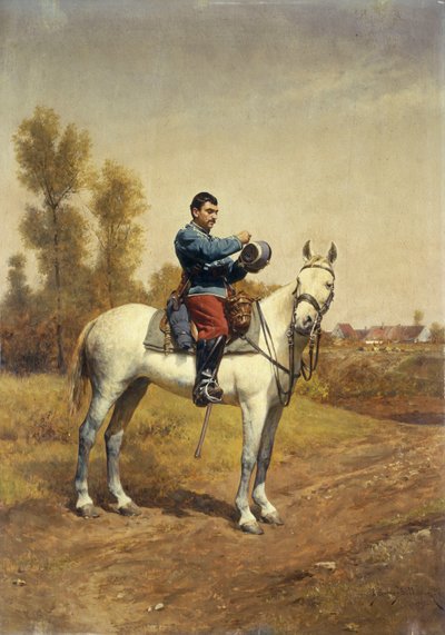白い充電器の騎兵、1907 作： Etienne Prosper Berne Bellecour