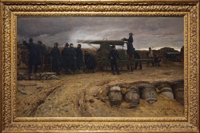 パリ包囲戦でのフランスの重砲、1872年 作： Etienne Prosper Berne Bellecour