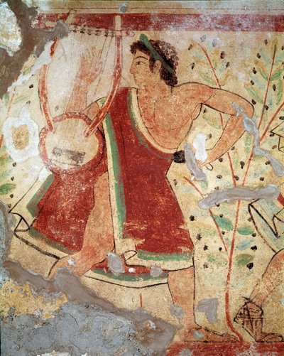竪琴奏者（フレスコ画、前520年 作： Etruscan