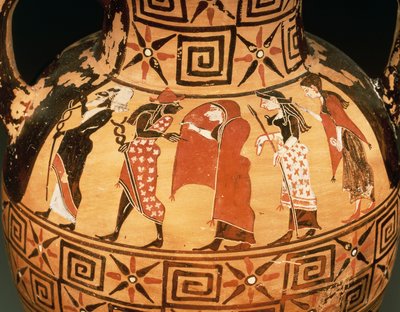 パリの審判」を描いた黒像のアンフォラ（陶製 作： Etruscan