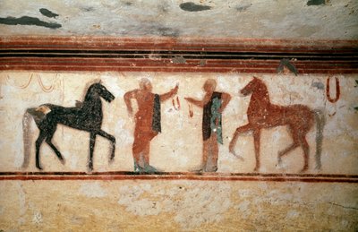 会話（フレスコ画の詳細、紀元前530年 作： Etruscan