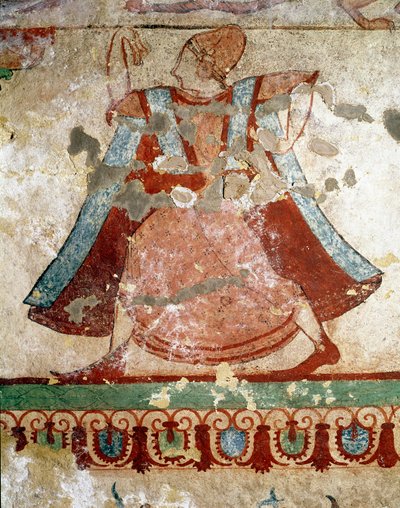長いチュニックを着た踊り子（前520年、フレスコ画の詳細 作： Etruscan