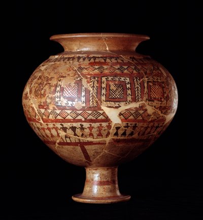 エトルリア文明：墓3からのオラの花瓶、ビゼンツィオ川のブッカッケの墓地遺跡-紀元前7世紀 作： Etruscan