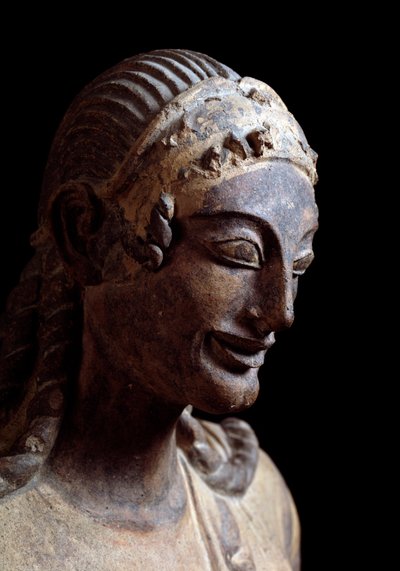 ヴェイオのアポロの頭部（詳細）-テラコッタ彫刻、紀元前510～490年 作： Etruscan