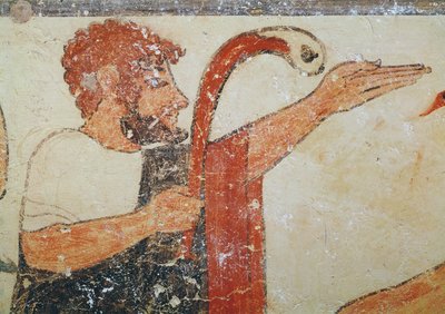 オーギュールの頭、オーギュールの墓から、紀元前530-20年頃（壁画） 作： Etruscan