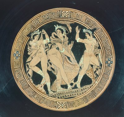 Kylix、ディテール。赤絵の土器。エトルリア文明、紀元前5～4世紀。 作： Etruscan