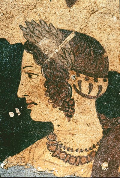 ヴェリア・スプリンナの肖像 - 詳細 - フレスコ画、紀元前4世紀 作： Etruscan