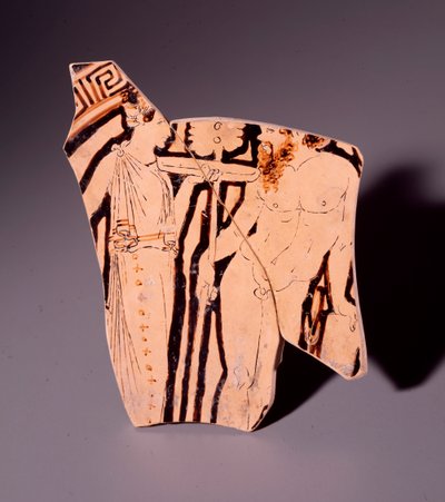 メナドとサテュロスを表現したテラコッタの破片（紀元前350年 作： Etruscan