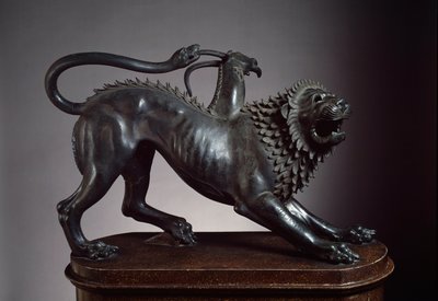 ベレロフォンに殺されたアレッツォのキマイラ-エトルリア彫刻、紀元前400-350年（ブロンズ） 作： Etruscan