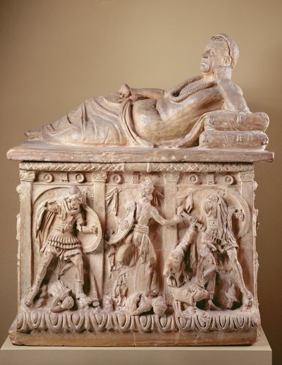 紀元前2世紀頃 シネラリー・ウル（多色刷りテラコッタ 作： Etruscan Etruscan
