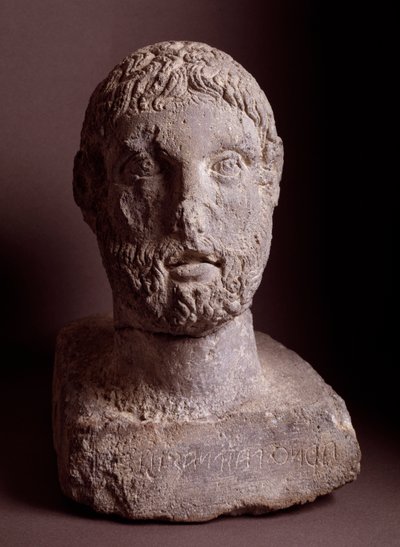 アーンスト・パイプナスの頭部 石灰岩彫刻 紀元前3世紀 作： Etruscan Etruscan