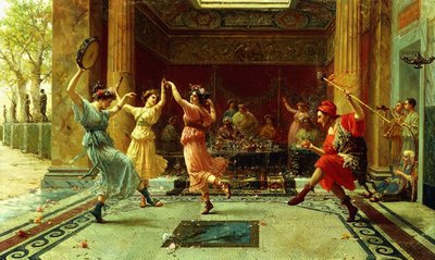 ローマの踊り (キャンバスに油彩) 作： Ettore Forti