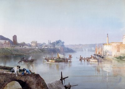 リパ・グランデの漁師たち」エットーレ・レスラー・フランツ（1845-1907）作、水彩画。 作： Ettore Roesler Franz