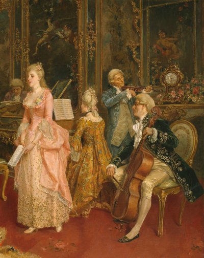 モーツァルトの時代のコンサート、1853年（詳細） 作： Ettore Simonetti