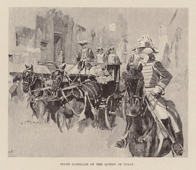 イタリア女王の馬車（エングレーヴィング） 作： Ettore Tito