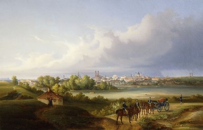 ミュンヘンとイザール川の眺め、1838 作： Eugen Adam
