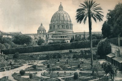バチカンの庭園とサンピエトロ大聖堂のドーム、ローマ、イタリア、1927 作： Eugen Poppel