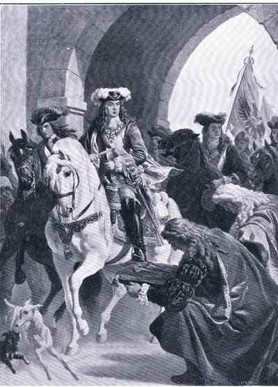 ベオグラードに入るオーストリア軍（1920年頃、グレシャム出版のLandmarks in European Historyからのイラスト 作： Eugen von Blaas