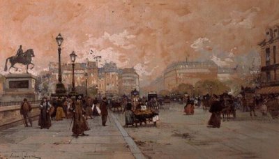 パリの街角の風景 作： Eugene Galien Laloue