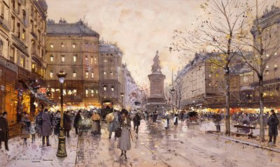 パリの秋の夜 作： Eugene Galien Laloue