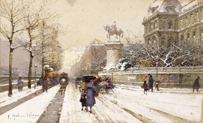 冬のパリ 作： Eugene Galien Laloue