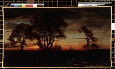 夕方の輝きまたは夕日 作： Eugene Antoine Samuel Lavieille