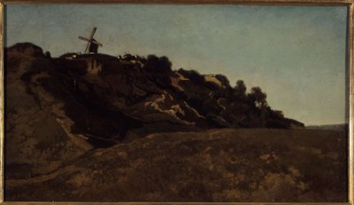 モンマルトルの眺め、1848年頃（絵画） 作： Eugene Antoine Samuel Lavieille