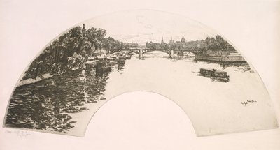 Fan, Pont Royalから見たセーヌ川 (Éventail, La Seine vue du Pont Royal) 作： Eugene Bejot