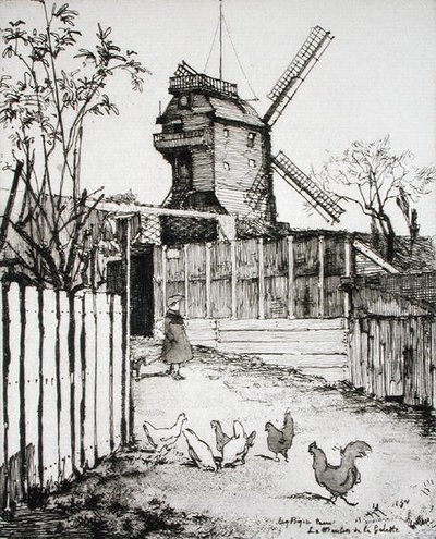 ムーラン・ド・ラ・ギャレット（1903年発行の「Du Ier au XXeme: Les Arondissements de Paris...」より）（銅版画 作： Eugene Bejot