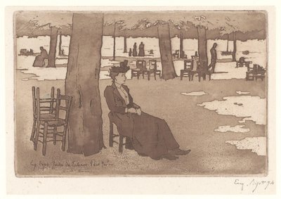 パリのチュイルリー庭園の女 Jardins des Tuileries Paris (オブジェクトのタイトル) 作： Eugene Bejot