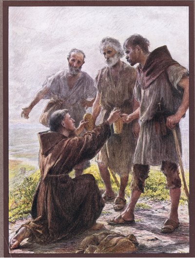 修道士の天使と3人の准将、1919年 作： Eugene Burnand