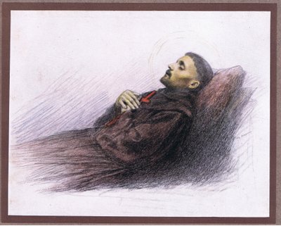 1919年、彼の臨終のセントフランシス 作： Eugene Burnand