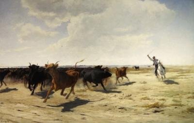 The Round-Up（油彩・キャンバス） 作： Eugene Burnand