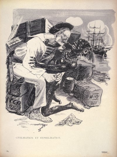文明と梅毒、p。 LAssiette Au Beurre、パブからGrandjouanによって刻まれた1863。 1月10日1903 作： Eugene Cadel