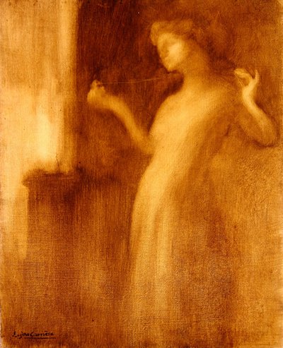 紡ぎ屋」または「壊れた首飾り」（油彩・キャンバス） 作： Eugène Carrière