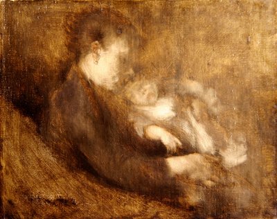 女と子供（油彩・キャンバス） 作： Eugène Carrière