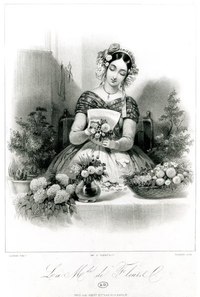 花売り、c。 1840 作： Eugene Charles Francois Guerard