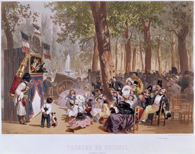 1856年のシャンゼリゼのギニョールシアター 作： Eugene Charles Francois Guerard