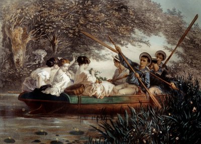 船旅」 ユージン・ゲラール（1821-1866）によるリトグラフ 19世紀 個人蔵 作： Eugene Charles Francois Guerard