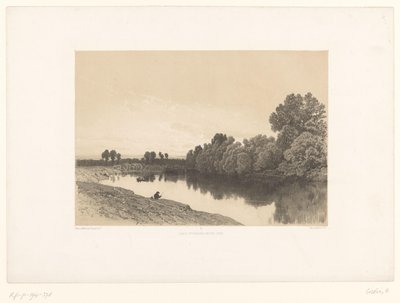 夜の光の中で漁師と川の風景 絵のような風景（シリーズタイトル） Croquis pittoresques (オブジェクトのシリーズ タイトル) 作： Eugene Ciceri