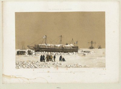 キンバーン近くの氷に浮かぶバッテリー、トンナンテ（1856年） 作： Eugene Ciceri