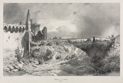古代フランスの絵のようにロマンチックな旅。ブルターニュ：シャトードスシニオ。 作： Eugene Ciceri