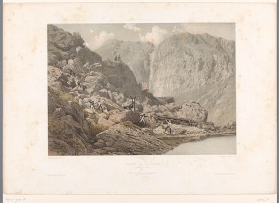 フルカ峠のハイカー Chemin de la Furka (オブジェクトのタイトル) スイスとサヴォイアの顔（連載タイトル） La Suisse et la Savoie (オブジェクトのシリーズ タイトル) 作： Eugene Ciceri
