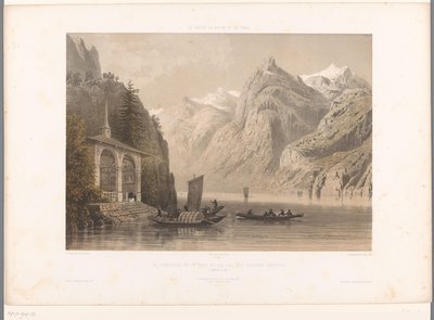 ルツェルン湖畔のテルズ チャペルの眺め La Chapelle de G.me Tell et le lac des Quatre-Cantons (オブジェクトのタイトル) スイス、サボイ、チロルの景色 (シリーズ タイトル) La Suisse, la Savoie et le Tyrol (オブジェクトのシリーズ タイトル) 作： Eugene Ciceri