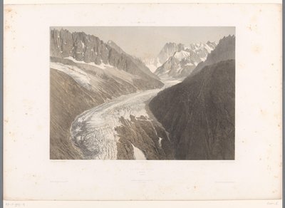 シャモニーのメール ド グラス氷河の眺め La Mer de Glace、シャモニー (オブジェクトのタイトル) スイスとサヴォイアの顔（連載タイトル） La Suisse et la Savoie (オブジェクトのシリーズ タイトル) 作： Eugene Ciceri