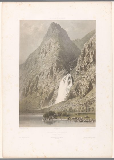 Pissevache の滝の眺め Cascade de Pissevache (オブジェクトのタイトル) スイスとサヴォイアの顔（連載タイトル） La Suisse et la Savoie (オブジェクトのシリーズ タイトル) 作： Eugene Ciceri
