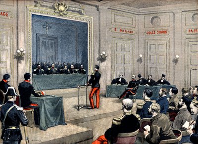 アルフレッド・ドレフュス大尉、戦争評議会の前で 作： Eugene Damblans