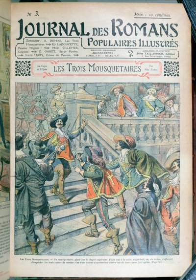 Journal des Romans Populaires Illustres、1905からのAlexandre Dumas pere（1803-70）による三銃士の連載の表紙 作： Eugene Damblans
