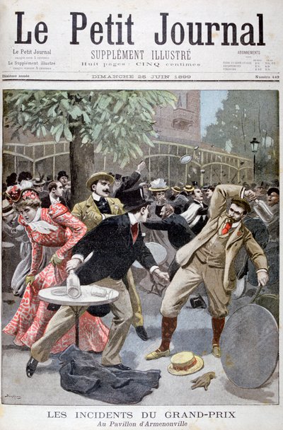 1899年、フランス、パビリオンダルメノンヴィル、グランプリでの事件。 作： Eugene Damblans